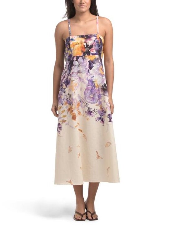 Terzo Millennio Dresses & Skirts - TERZO MILLENNIO Made In Italy Linen Blend Spaghetti Straps Printed Dress